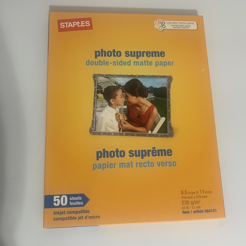 Staples Photo Supreme Double Sided Matte Paper 8.5x11 50 Sheets‎ Inkjet 564121